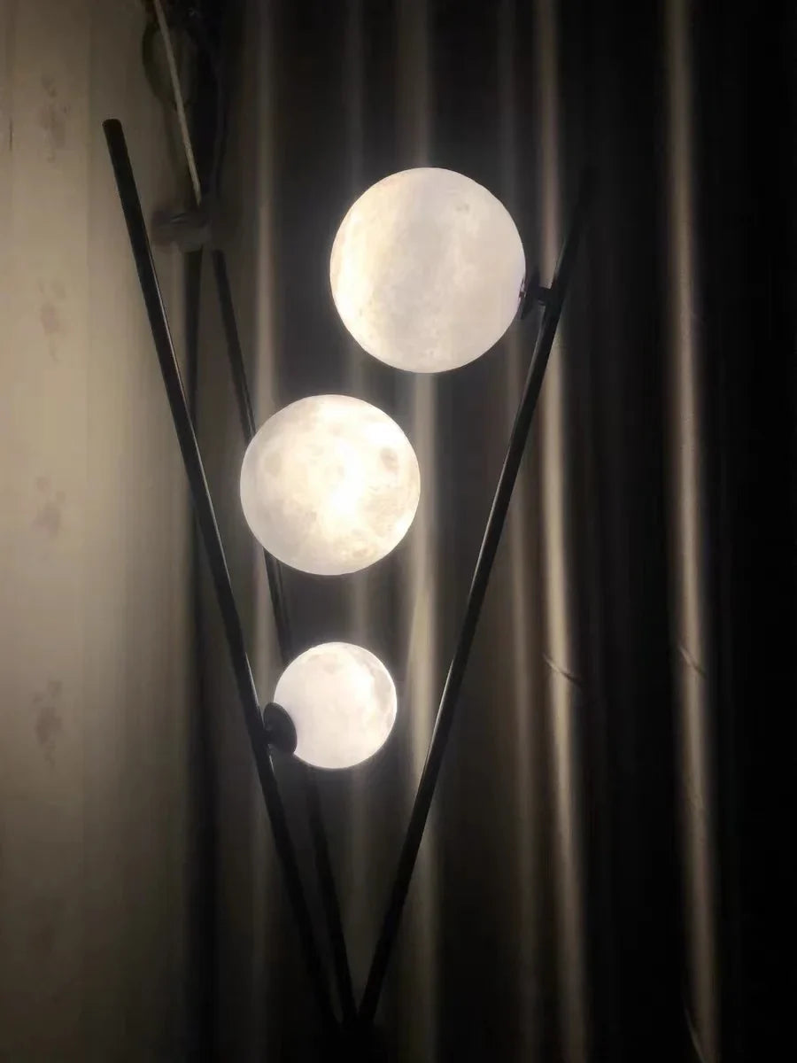 Designer LED Floor Lamp with Moon-Shaped Shades – Table and Floor Lamp on Tripod