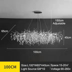 Exclusive chandelier with crystal leaves – branch effect, modern elegance