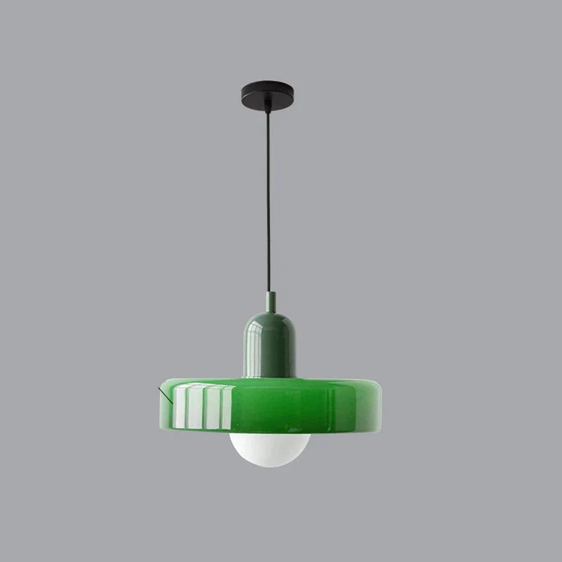Modern pendant lamp with colorful glass shade Bauhaus
