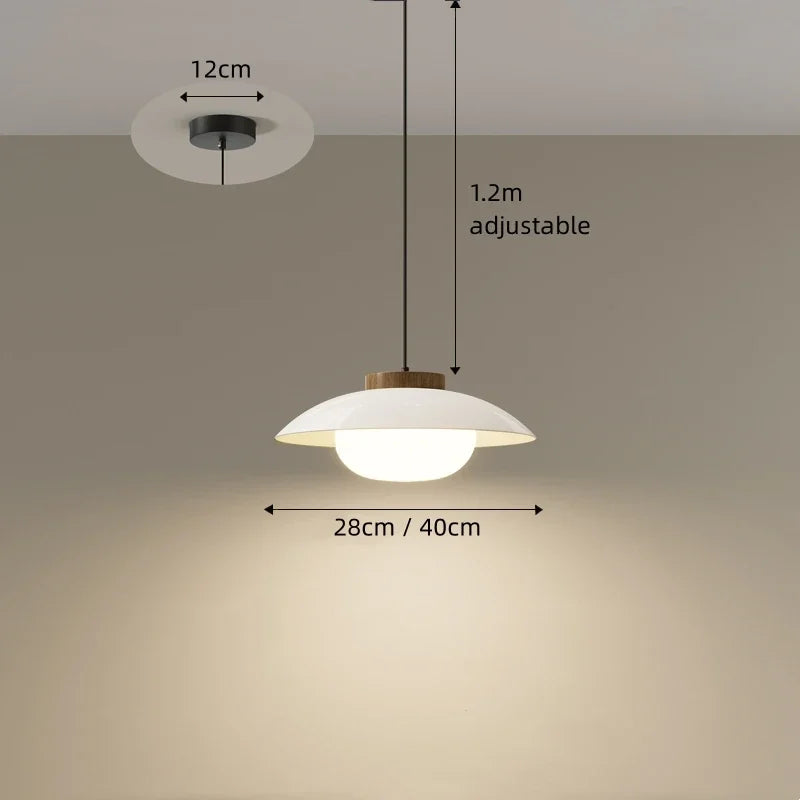 Modern Glass Pendant Lamp – Minimalist Design with Wooden Accent