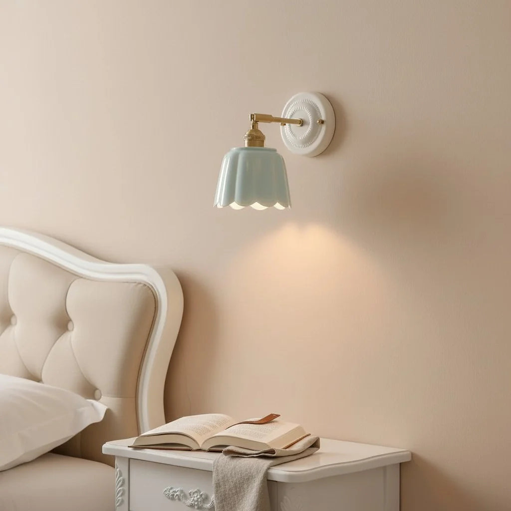 Sidney Vintage Flower Ceramic Wall Sconce
