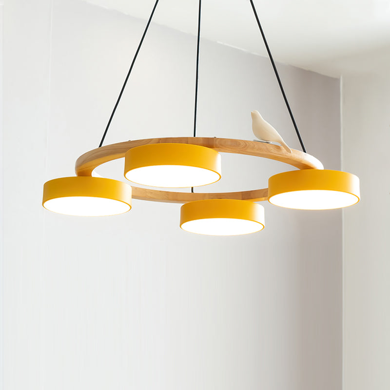 Cliff Round Chandelier with Bird