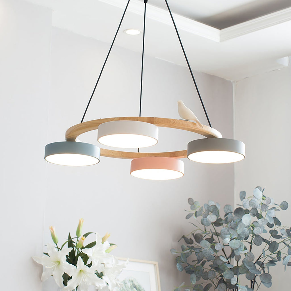 Cliff Round Chandelier with Bird
