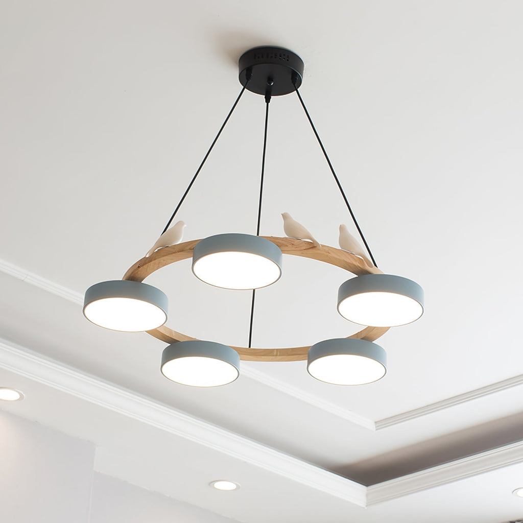 Cliff Round Chandelier with Bird