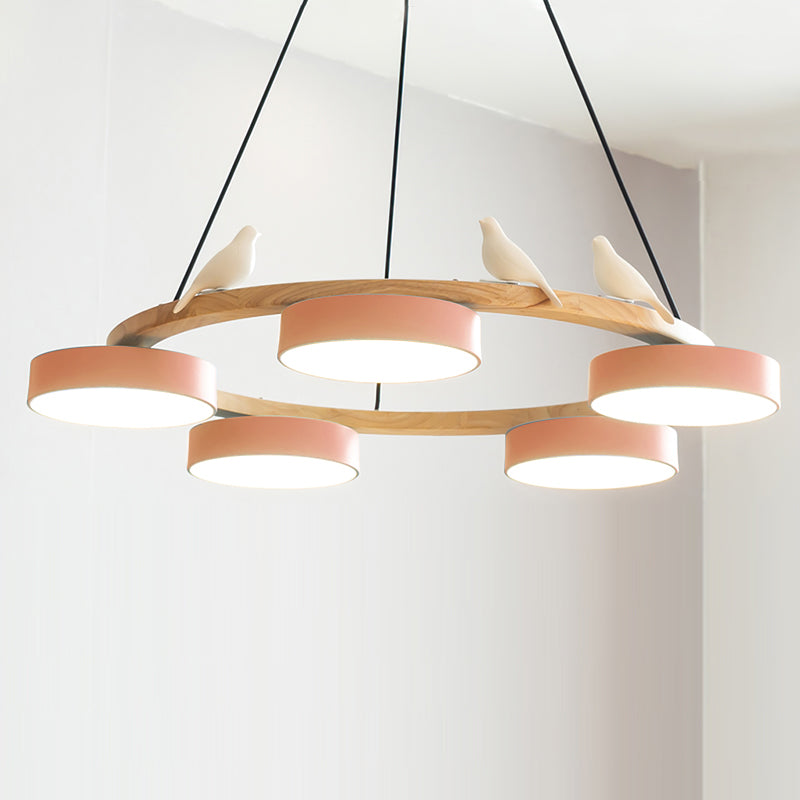 Cliff Round Chandelier with Bird