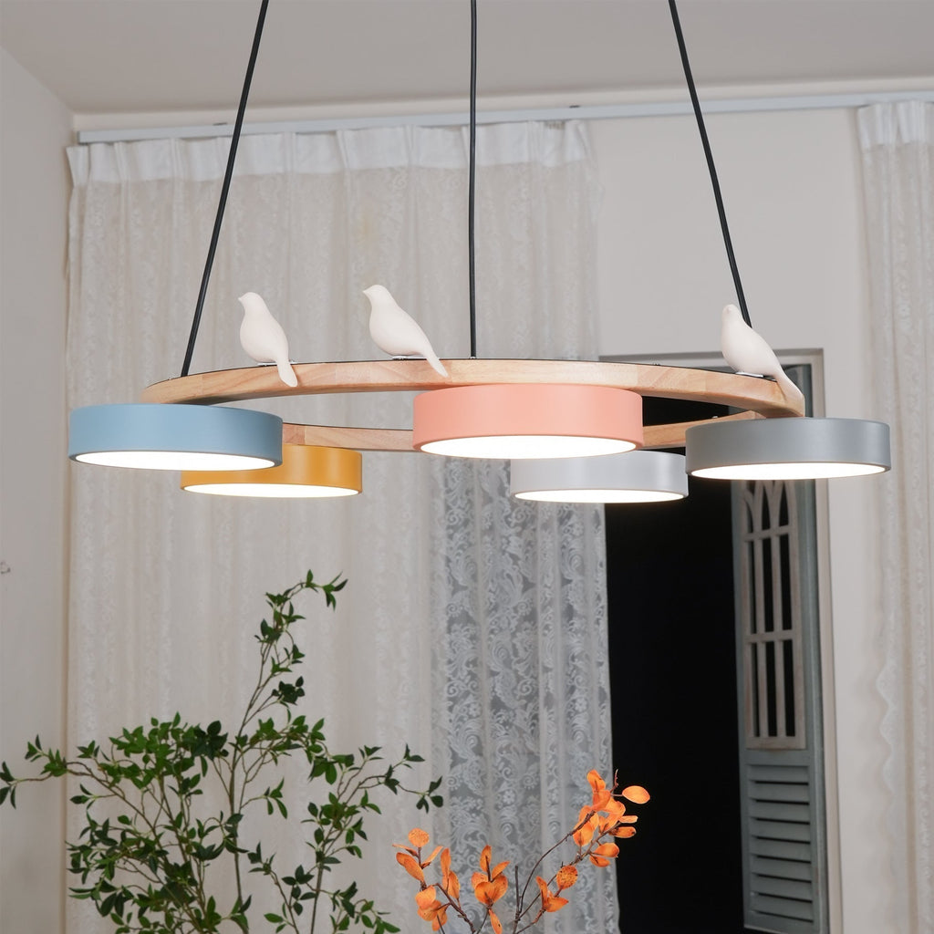 Cliff Round Chandelier with Bird