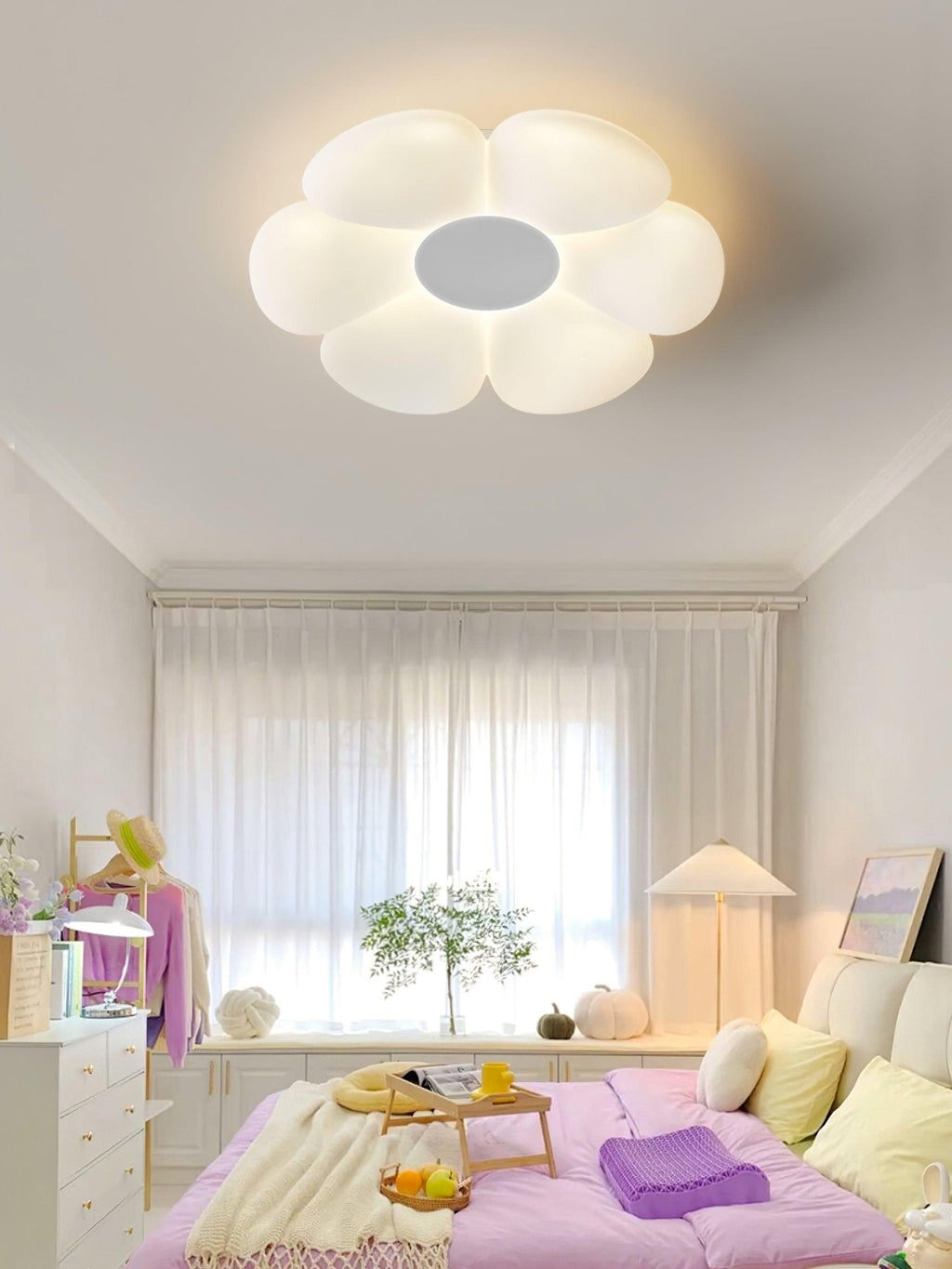 Solara Six-Petal Flower Ceiling Light for Children's Room