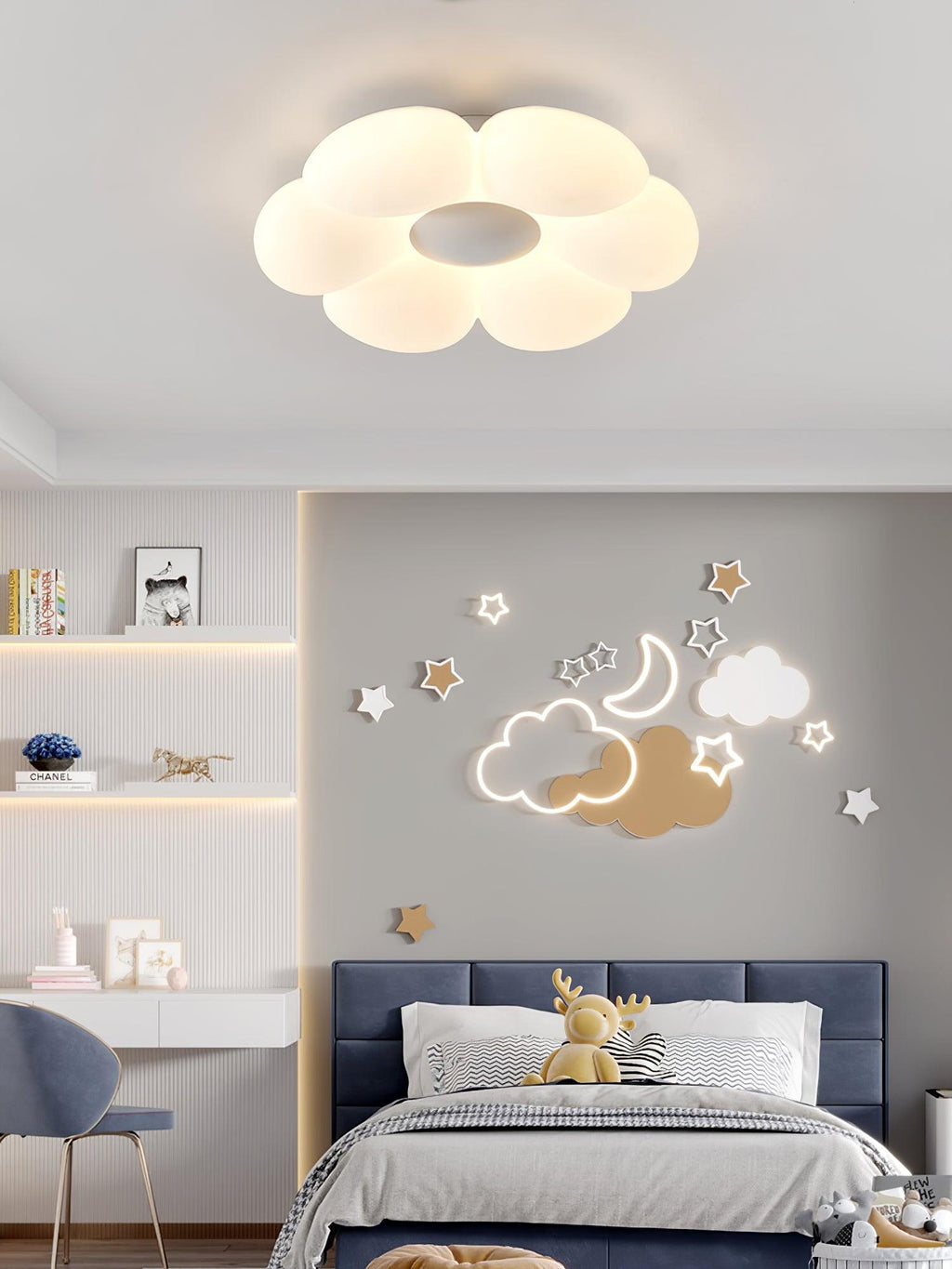 Solara Six-Petal Flower Ceiling Light for Children's Room
