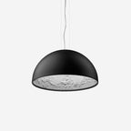 Elegant Black Dome Suspension with Embossed Plaster Interior