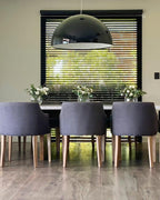 Elegant Black Dome Suspension with Embossed Plaster Interior