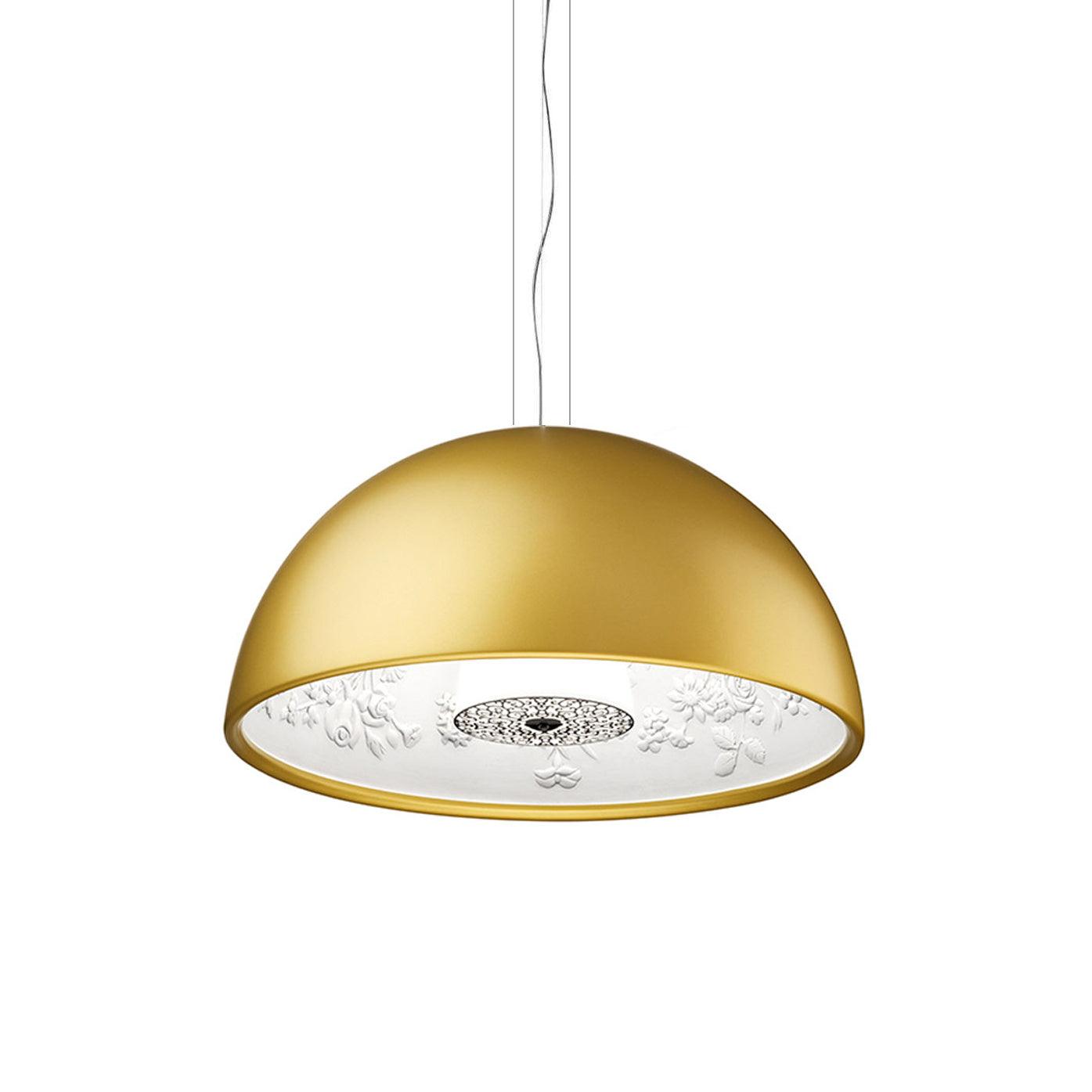 Elegant Black Dome Suspension with Embossed Plaster Interior
