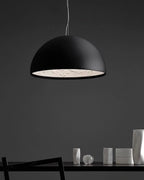 Elegant Black Dome Suspension with Embossed Plaster Interior