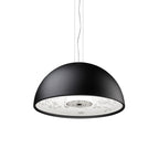 Elegant Black Dome Suspension with Embossed Plaster Interior
