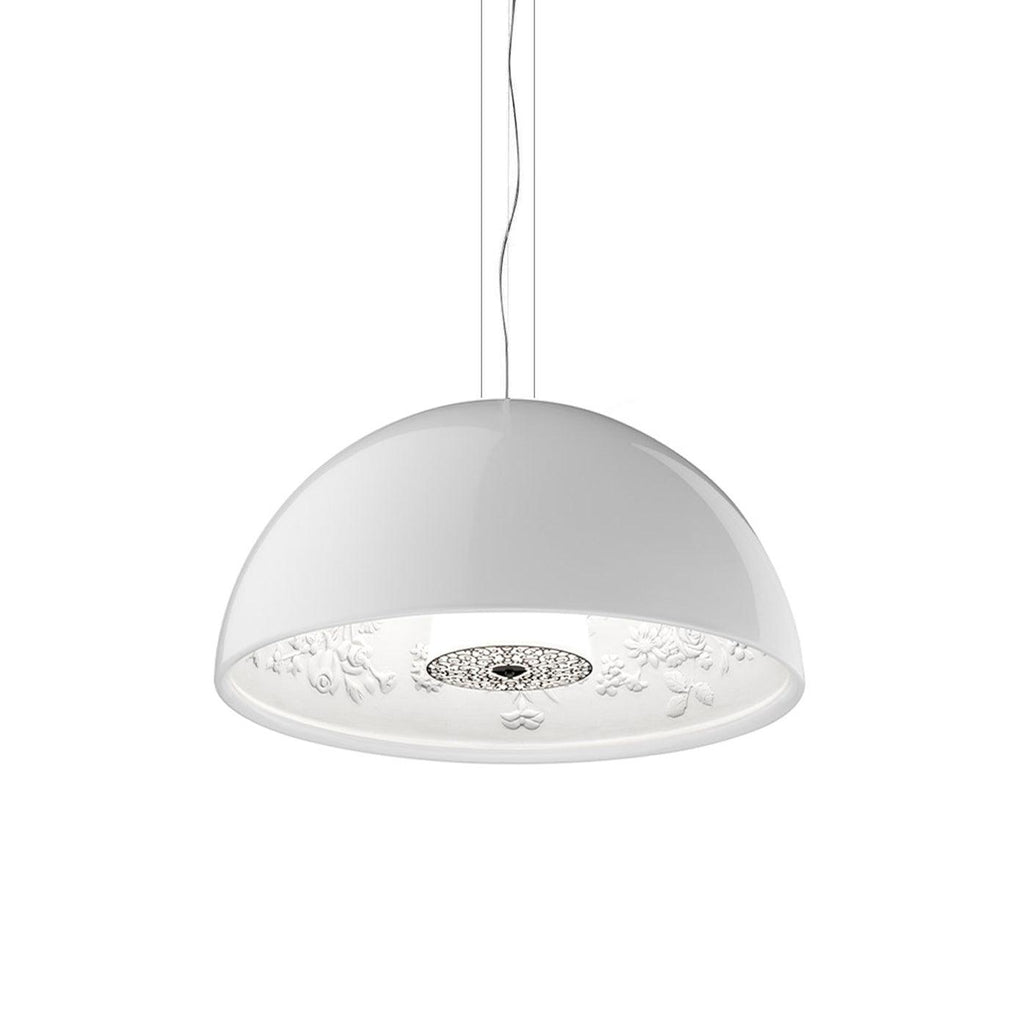 Elegant Black Dome Suspension with Embossed Plaster Interior