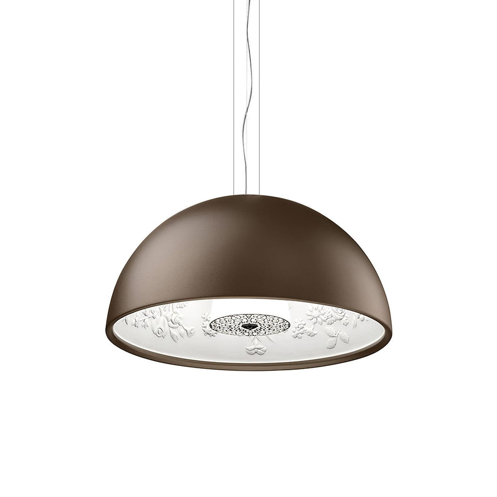 Elegant Black Dome Suspension with Embossed Plaster Interior