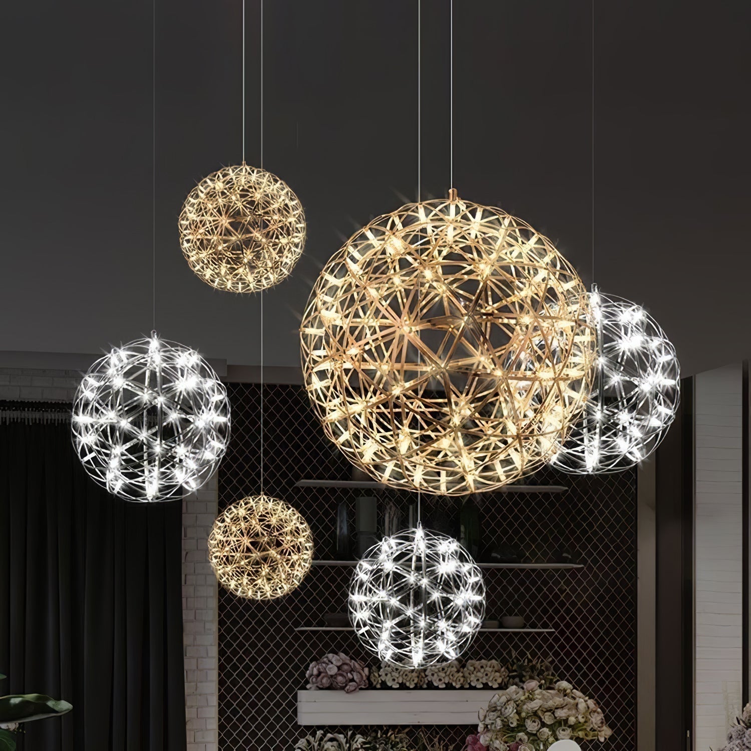 Ivthayra Luxury Postmodern Golden Ball Suspension
