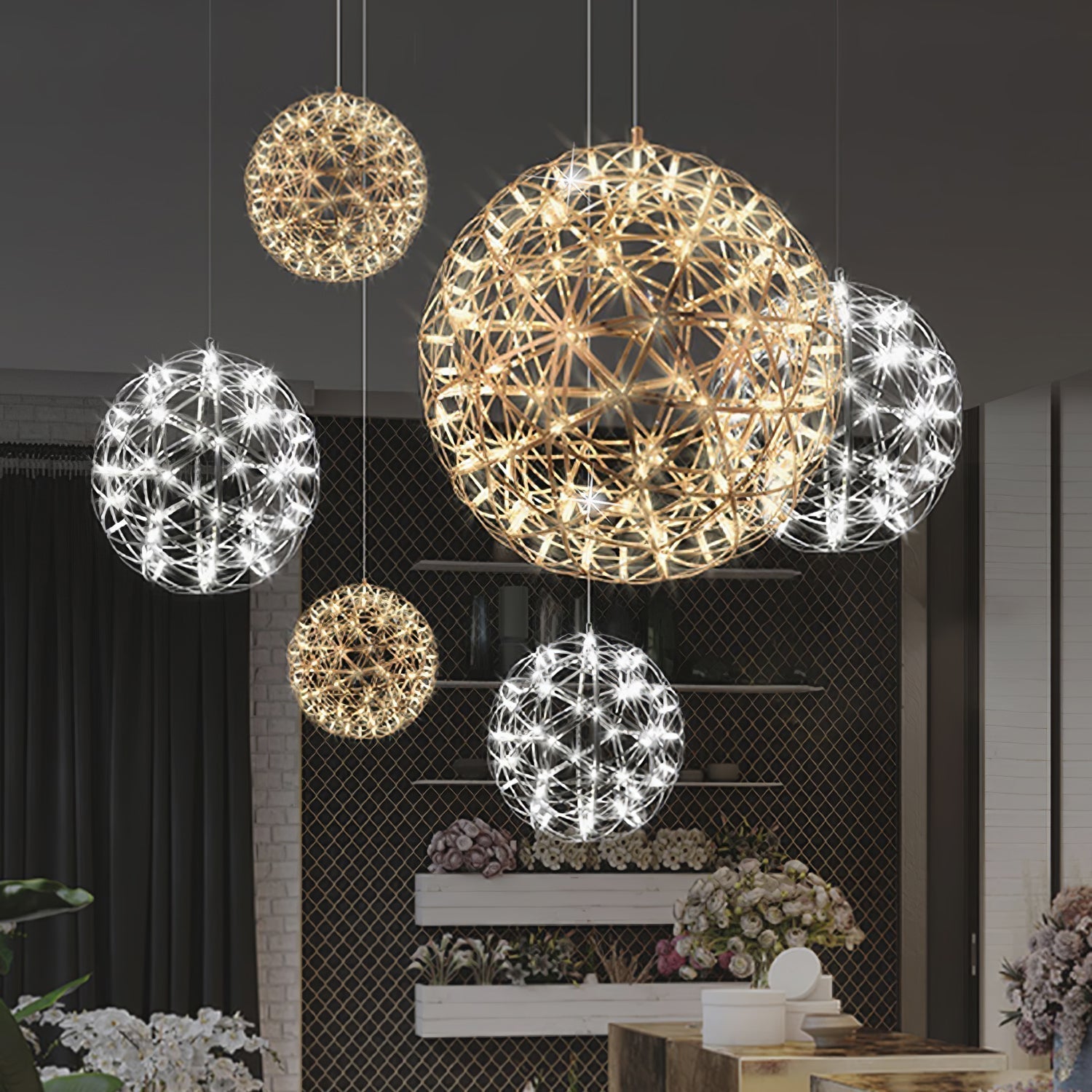 Ivthayra Luxury Postmodern Golden Ball Suspension
