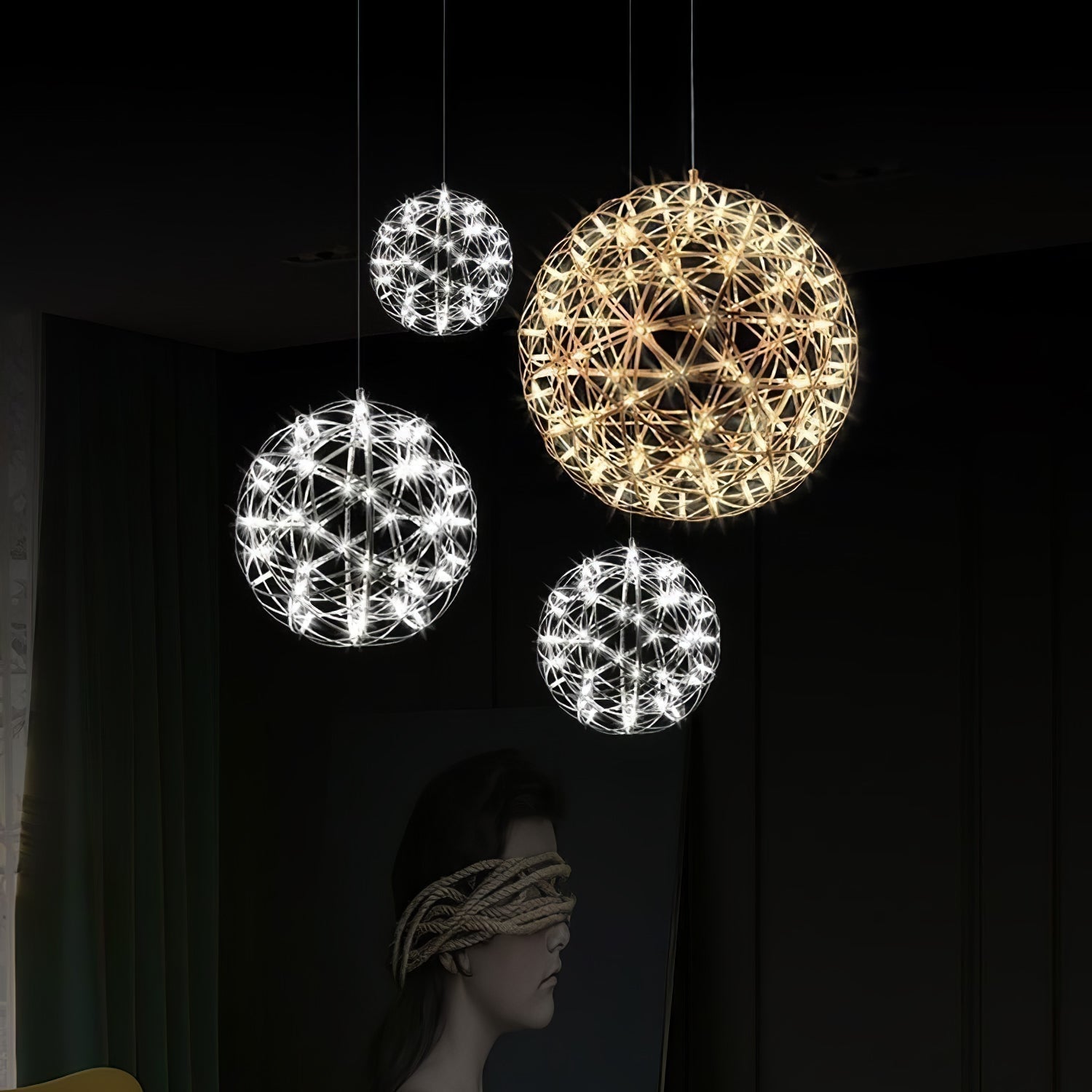 Ivthayra Luxury Postmodern Golden Ball Suspension