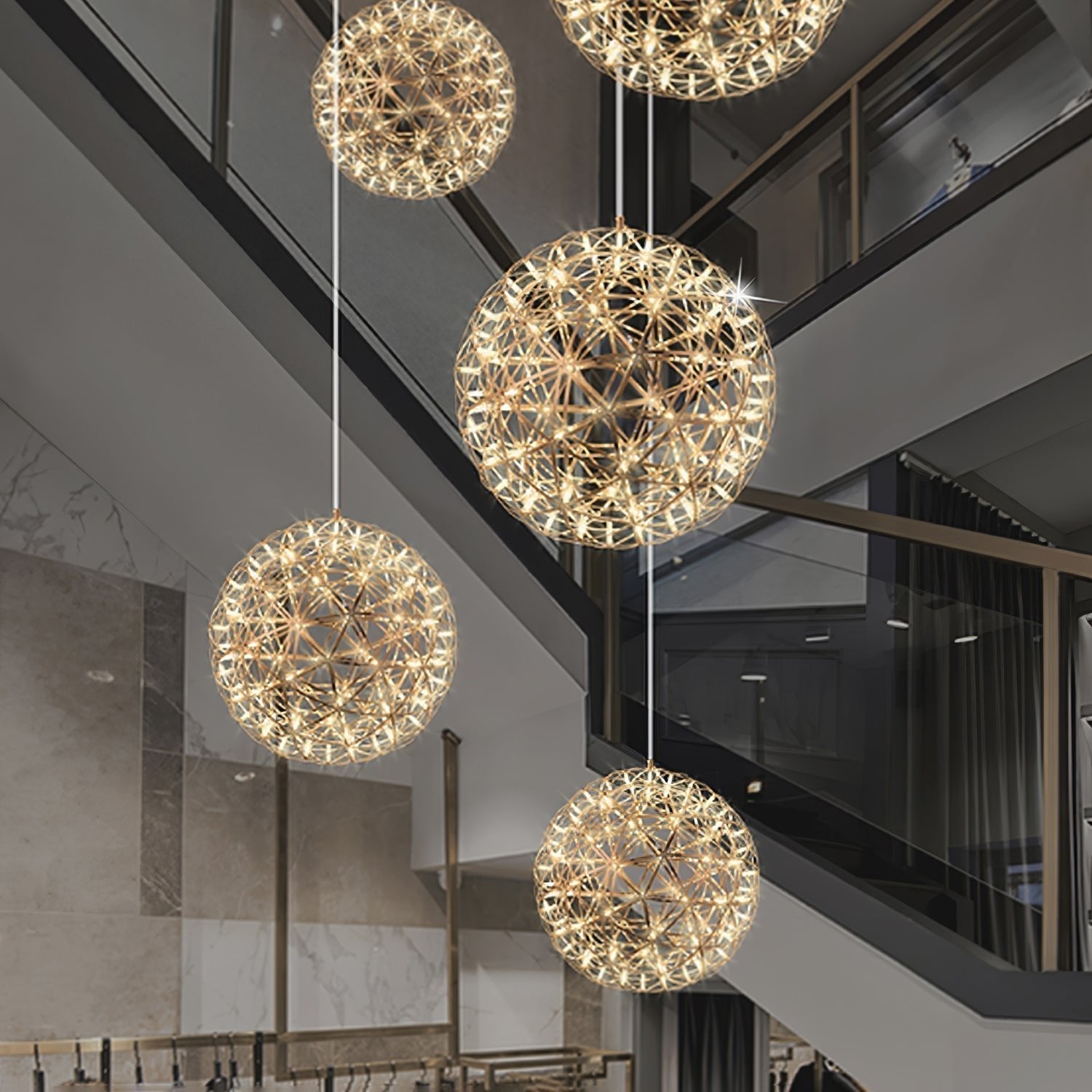 Ivthayra Luxury Postmodern Golden Ball Suspension