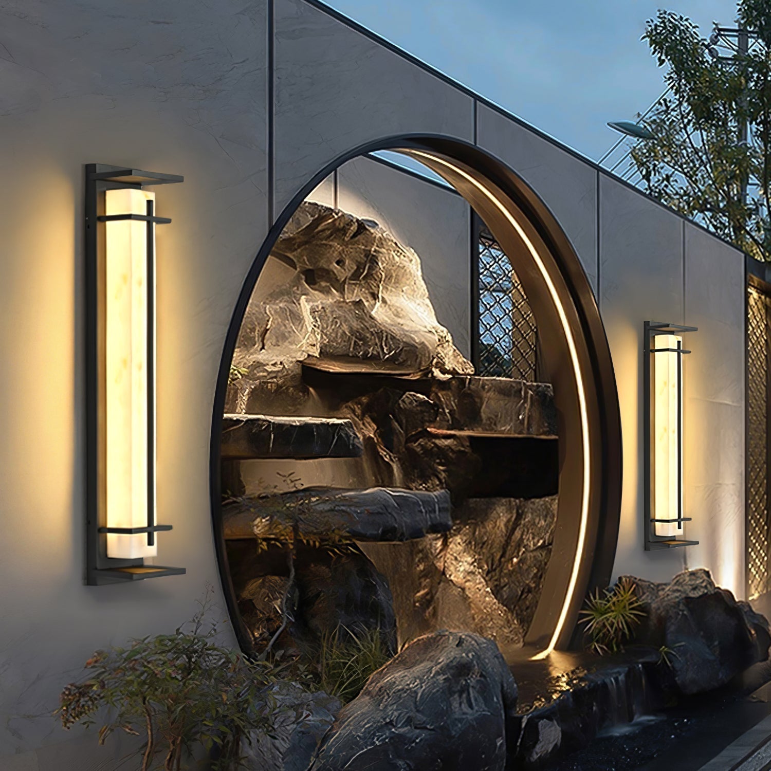 Ray Square Outdoor Wall Light Imitation Alabaster Waterproof