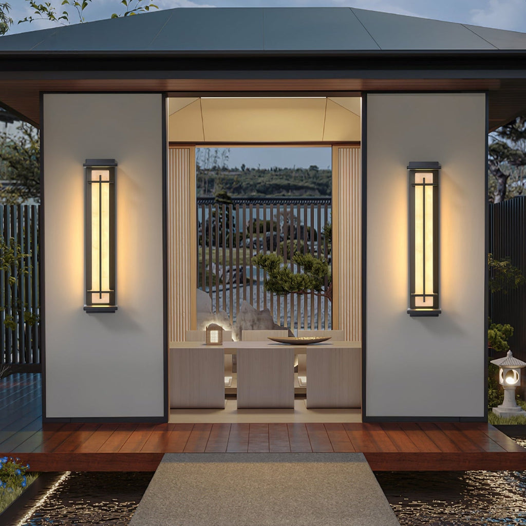 Ray Square Outdoor Wall Light Imitation Alabaster Waterproof