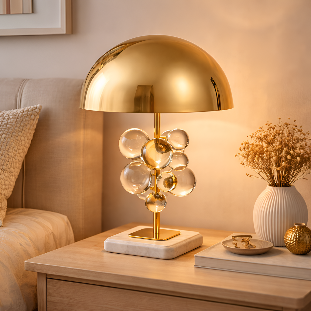 Brielle - Golden Mushroom Table Lamp Crystal Ball Design