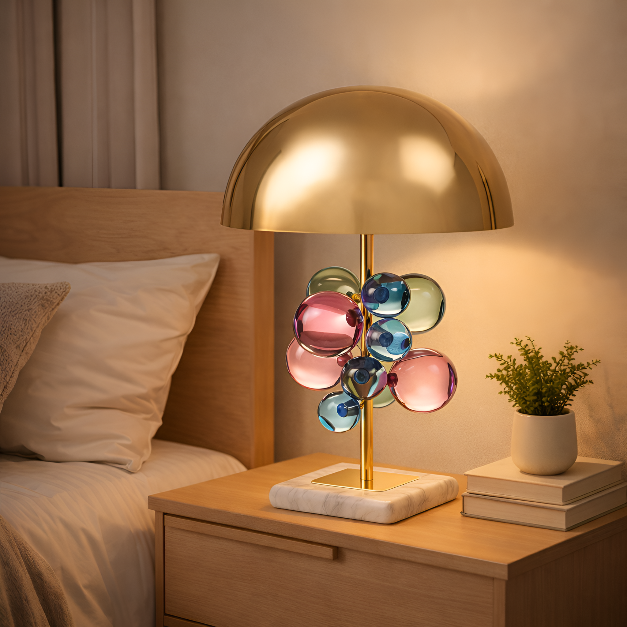 Brielle - Golden Mushroom Table Lamp Crystal Ball Design