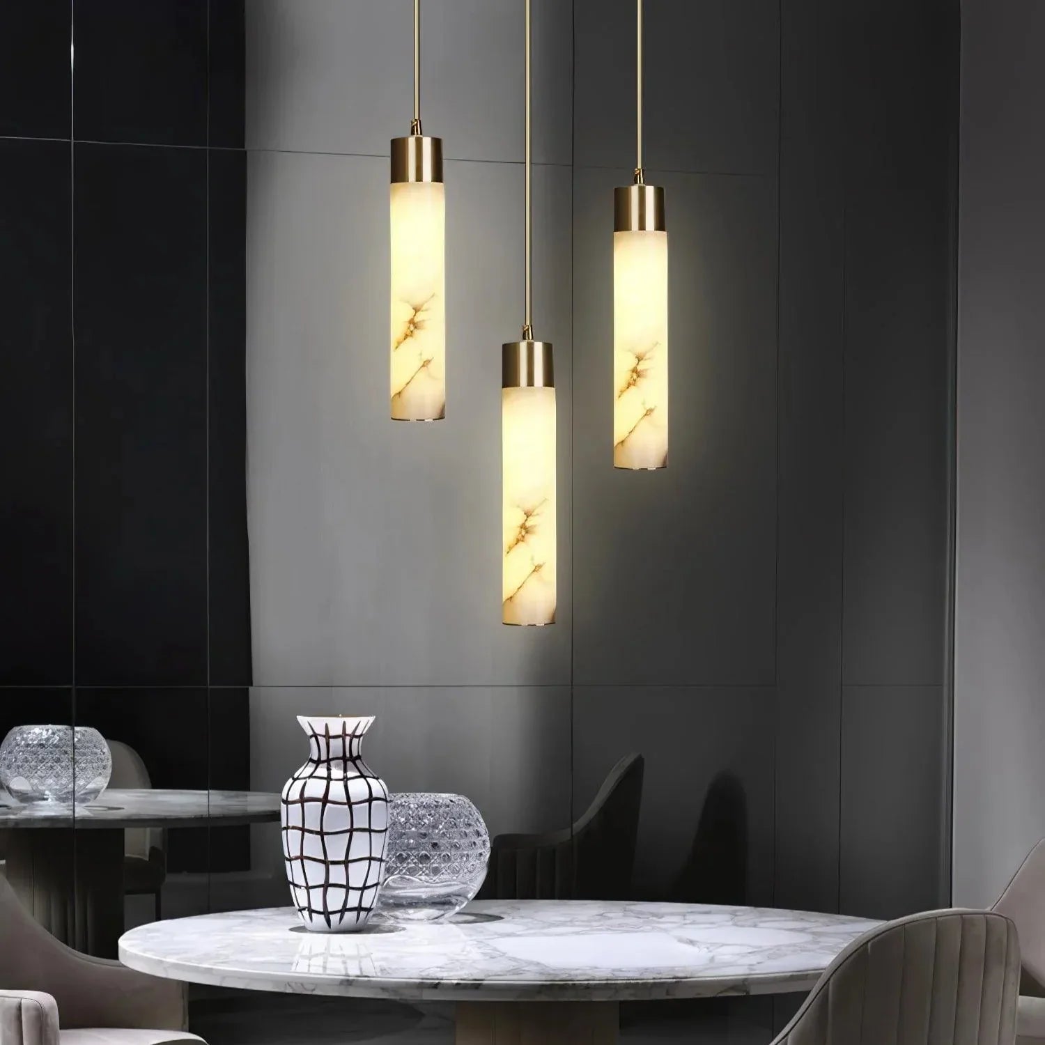 Dike White Alabaster Pendant Light