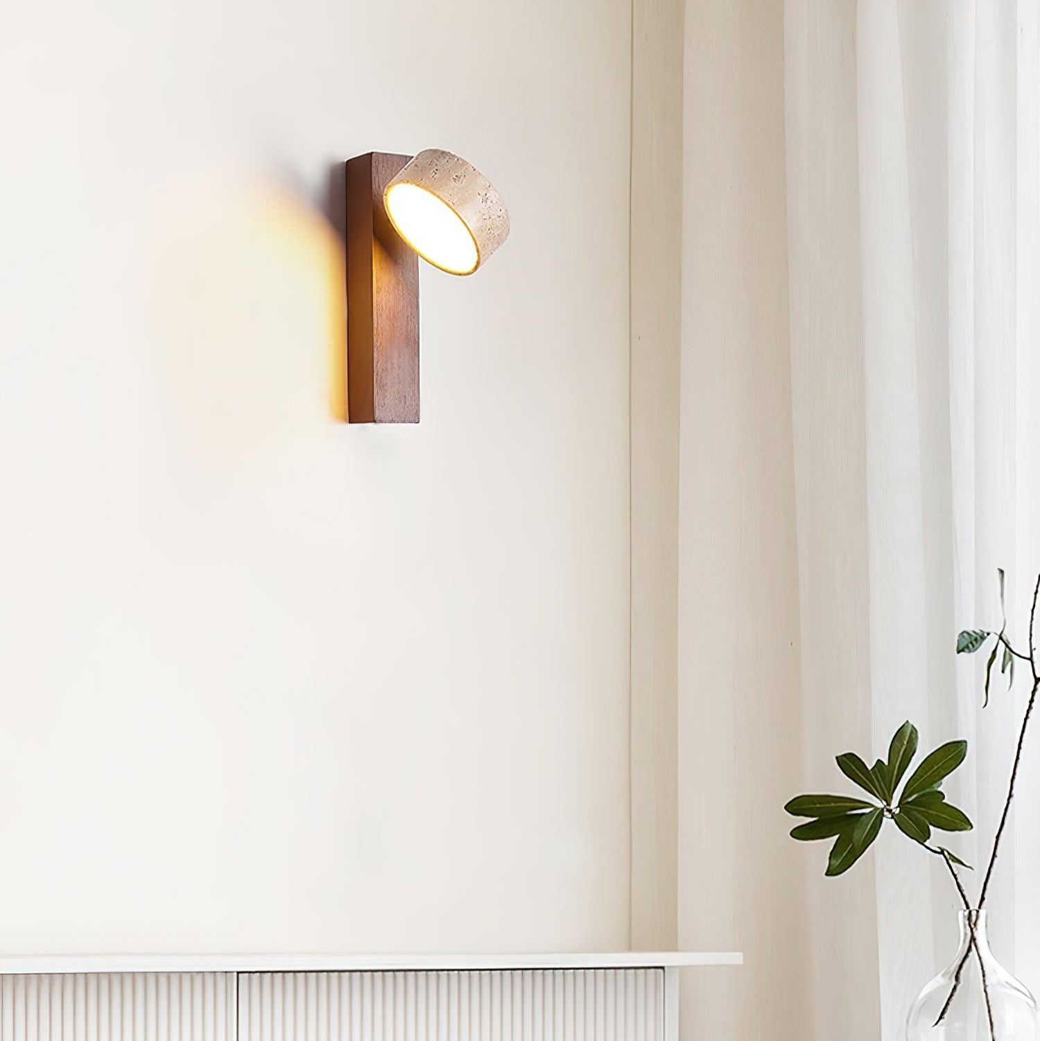 Jovan Wall Sconce in Travertine & Wood