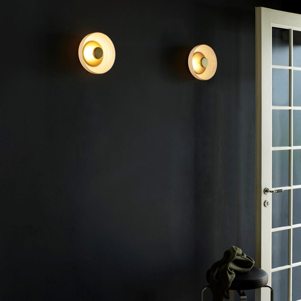 Minimalist Brass & Glass Round Wall Sconce LED 1-Light