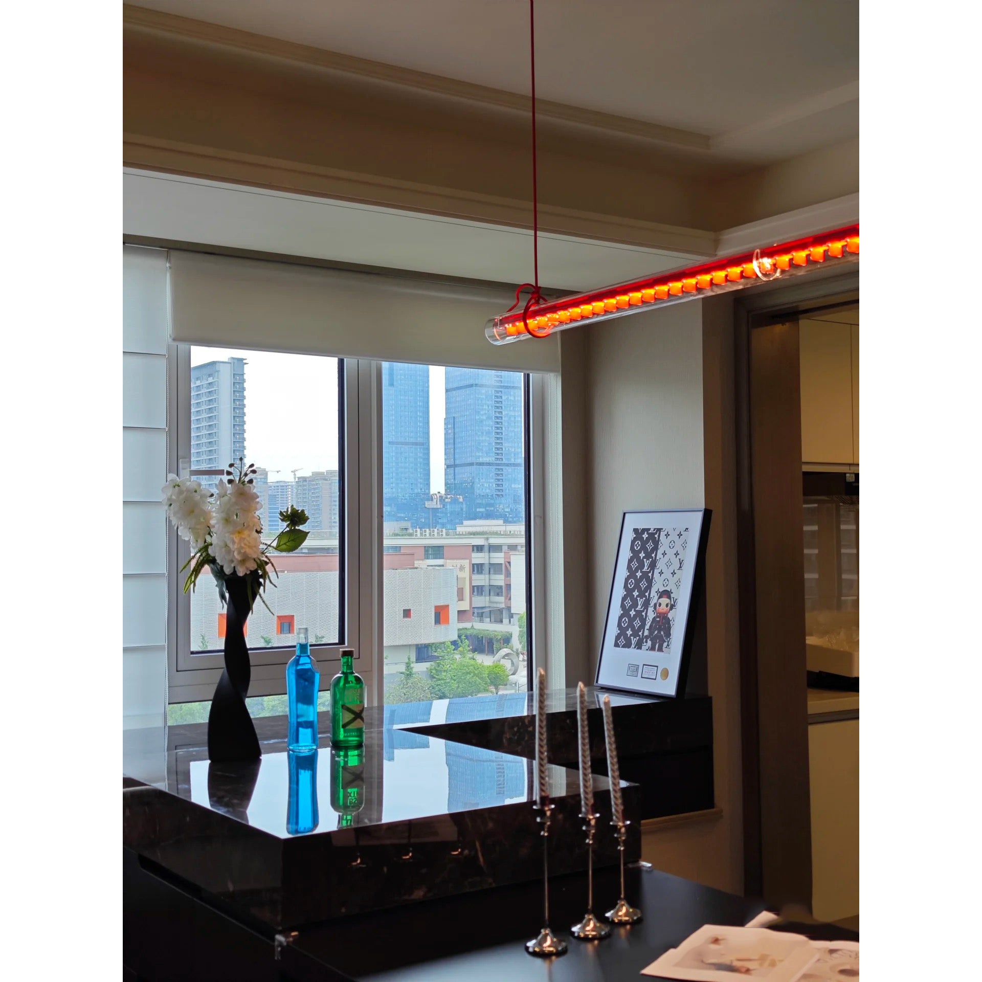Modern Linear Minimalist LED Glass Light Pendant