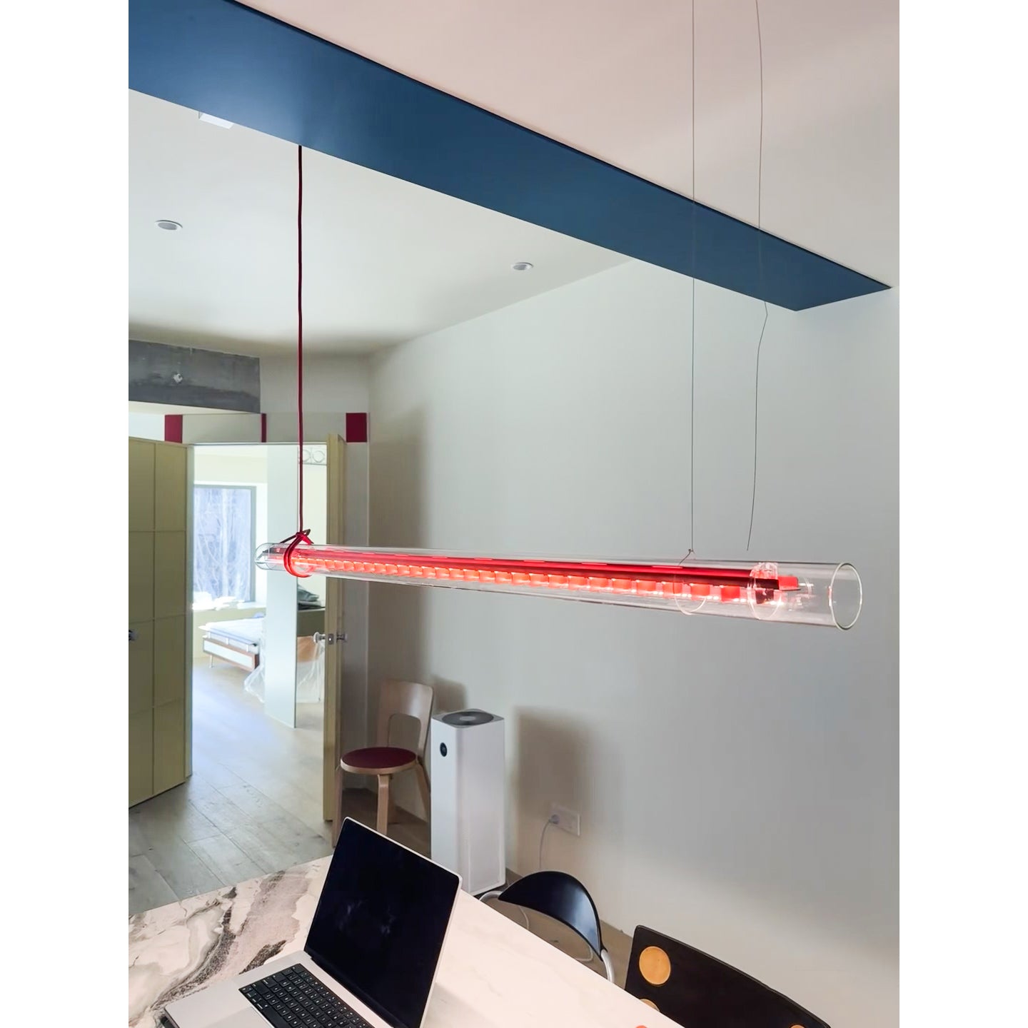 Modern Linear Minimalist LED Glass Light Pendant