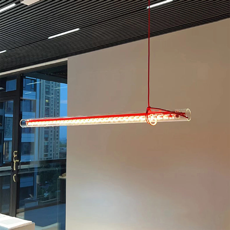 Modern Linear Minimalist LED Glass Light Pendant