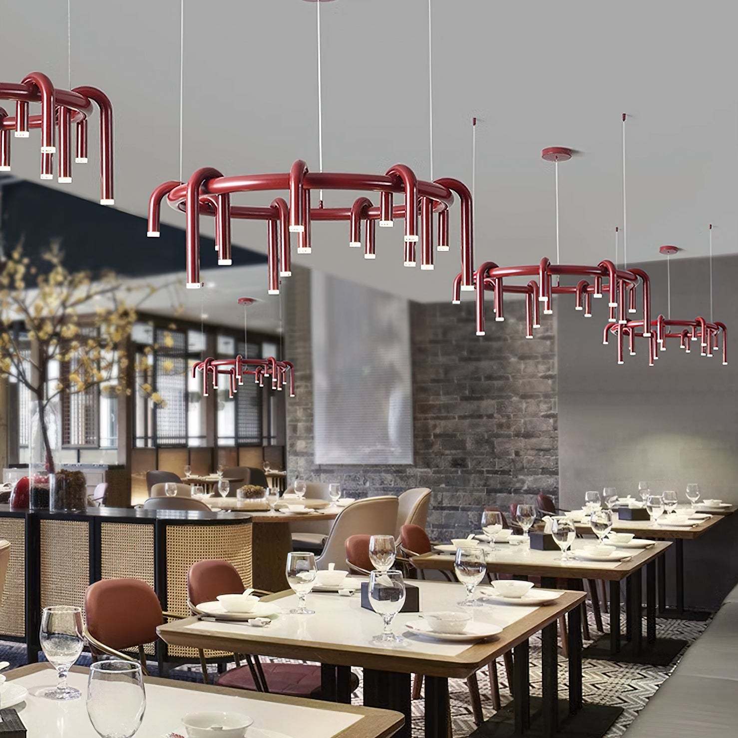 U-Shaped Wrought Iron Chandelier