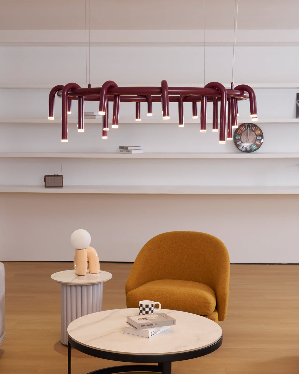 U-Shaped Wrought Iron Chandelier