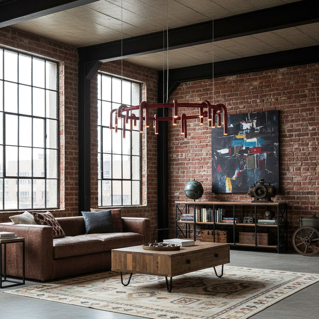 U-Shaped Wrought Iron Chandelier