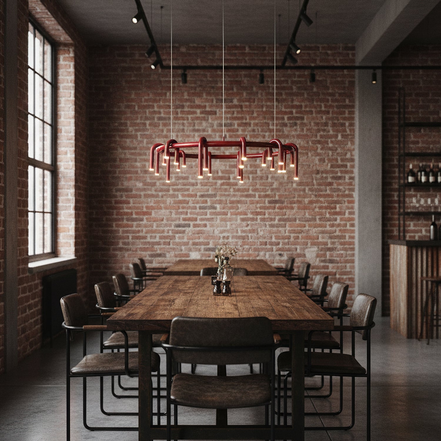 U-Shaped Wrought Iron Chandelier