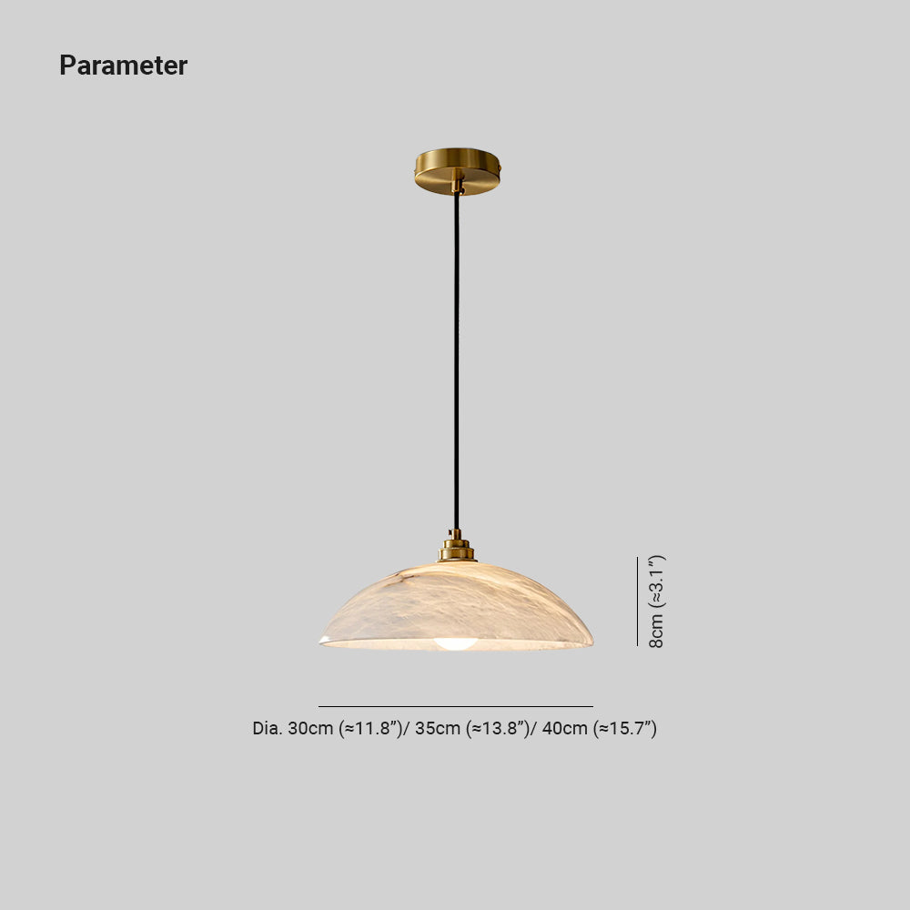 Delin Dome Pendant Light Alabaster & Brass
