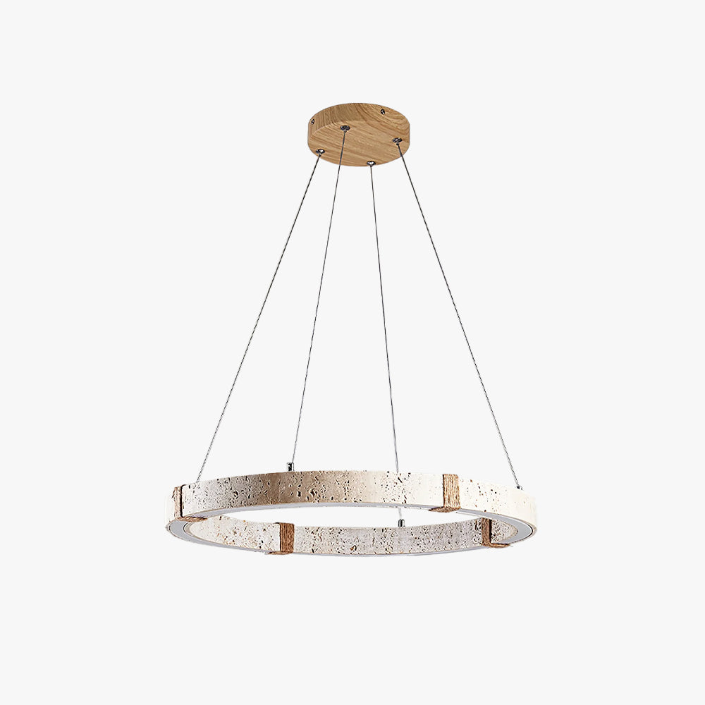 Lumae Ring-Shaped Suspension in Travertine Stone