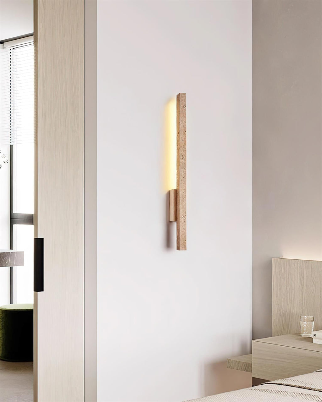 Opalyn Slim Wall Sconce in Travertine