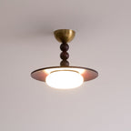 Yeste Ceiling Light in Walnut Color and White Alabaster Imitation
