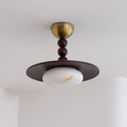 Yeste Ceiling Light in Walnut Color and White Alabaster Imitation