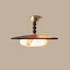 Yeste Ceiling Light in Walnut Color and White Alabaster Imitation