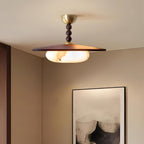 Yeste Ceiling Light in Walnut Color and White Alabaster Imitation