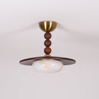 Yeste Ceiling Light in Walnut Color and White Alabaster Imitation
