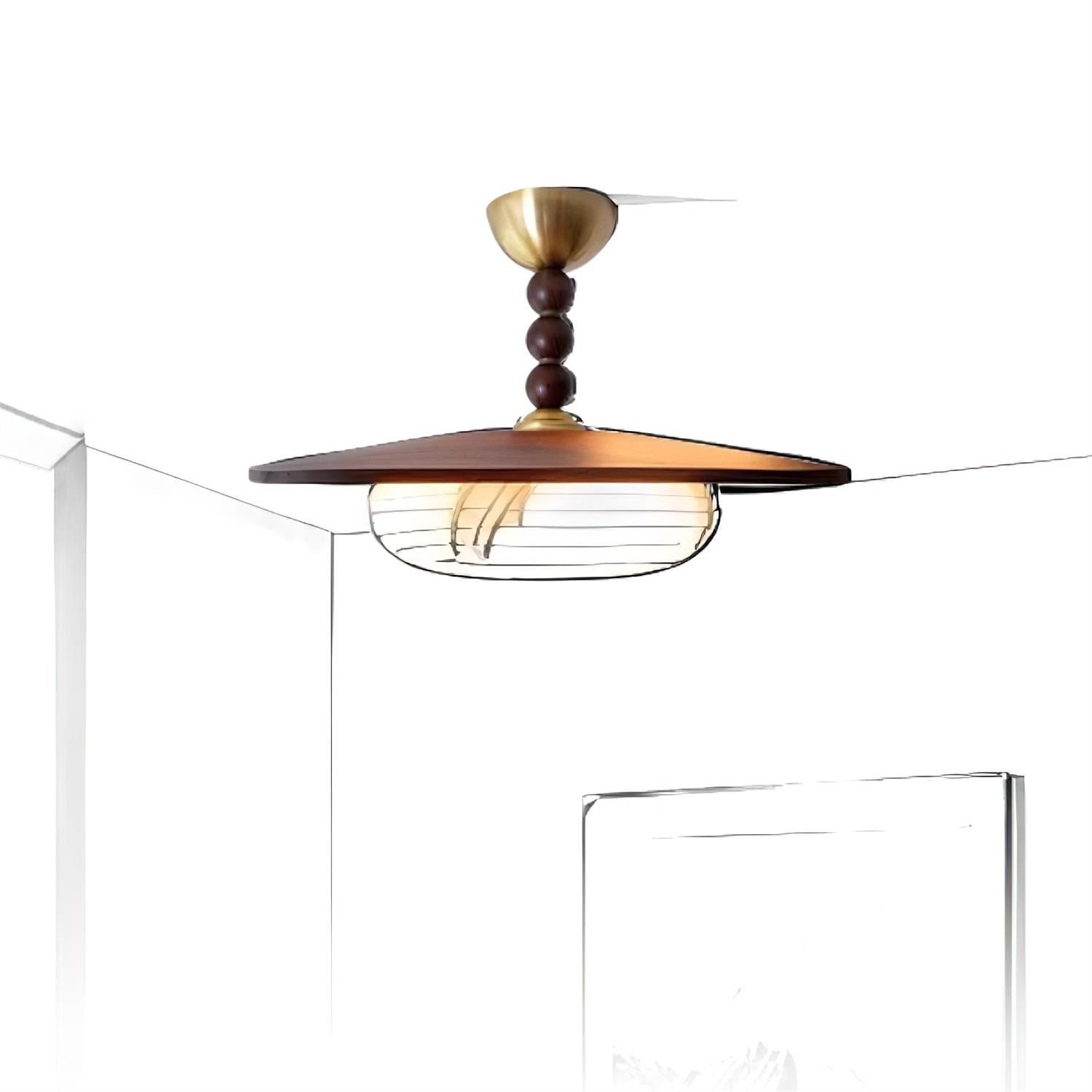 Yeste Ceiling Light in Walnut Color and White Alabaster Imitation