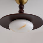 Yeste Ceiling Light in Walnut Color and White Alabaster Imitation