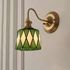 Vintage Tiffany Glass Brass Wall Sconce Lamp 1-Light