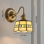 Vintage Tiffany Glass Brass Wall Sconce Lamp 1-Light