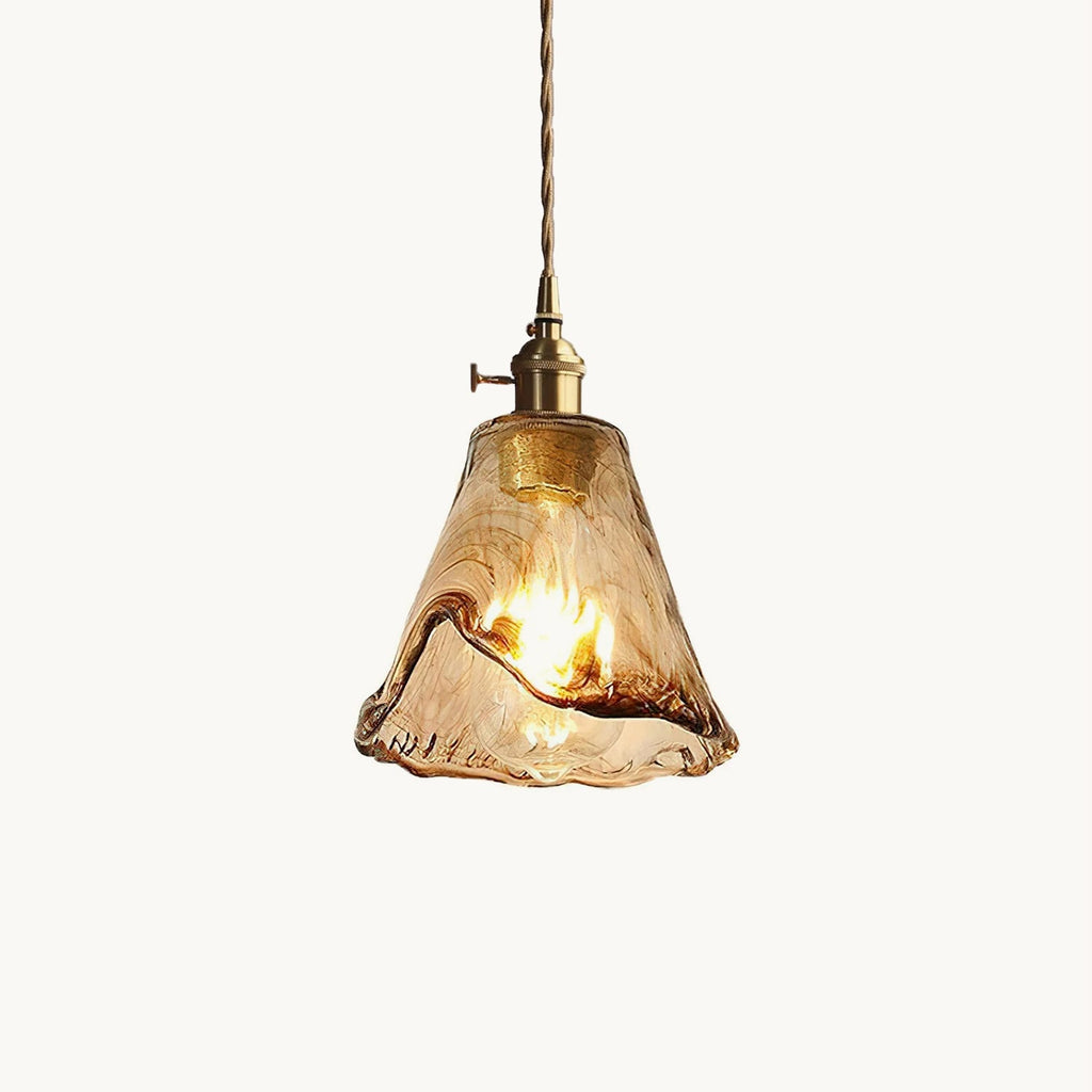 Vintage Brass Glass Pendant Lamp